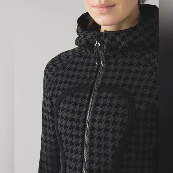 Lululemon Scuba Hoodie II Giant Houndstooth Dip Dye Deep Coal Black Size 4 - Picture 3 of 8